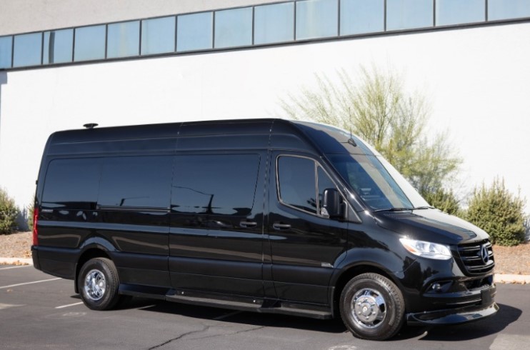 a black 16 passenger van