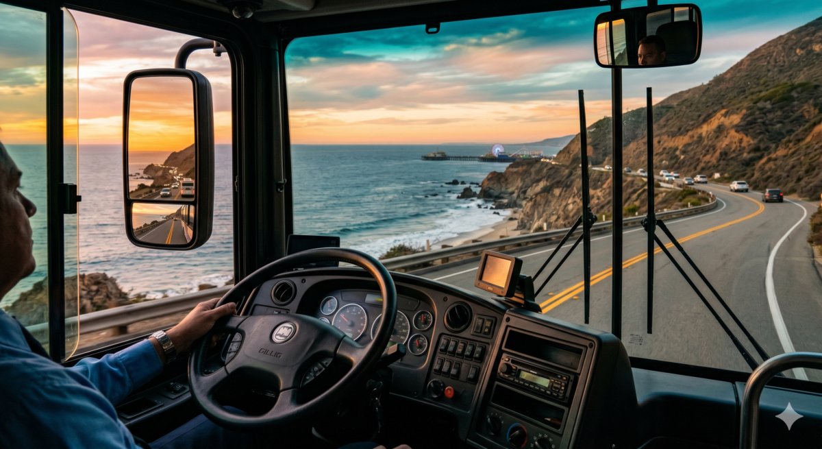 Bus on a trip from La to San Digo trip