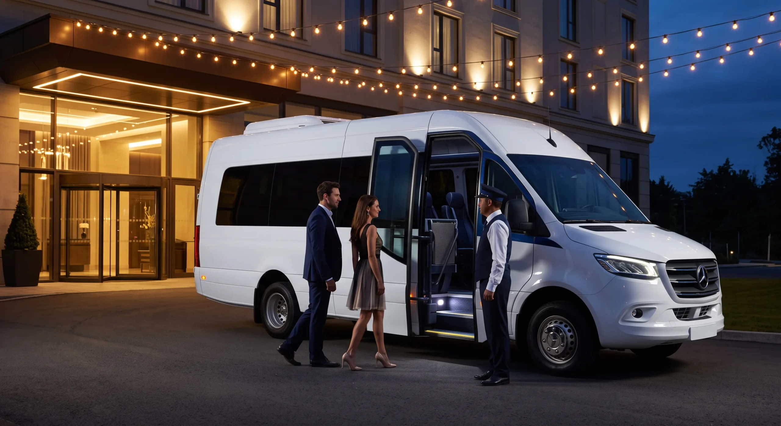 Sprinter van providing evening transportation for an incentive travel program in Los Angeles