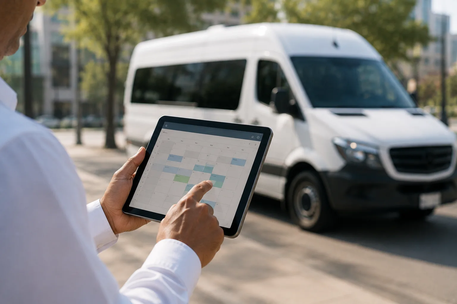 Checking real-time vehicle availability for a last-minute charter bus in Los Angeles