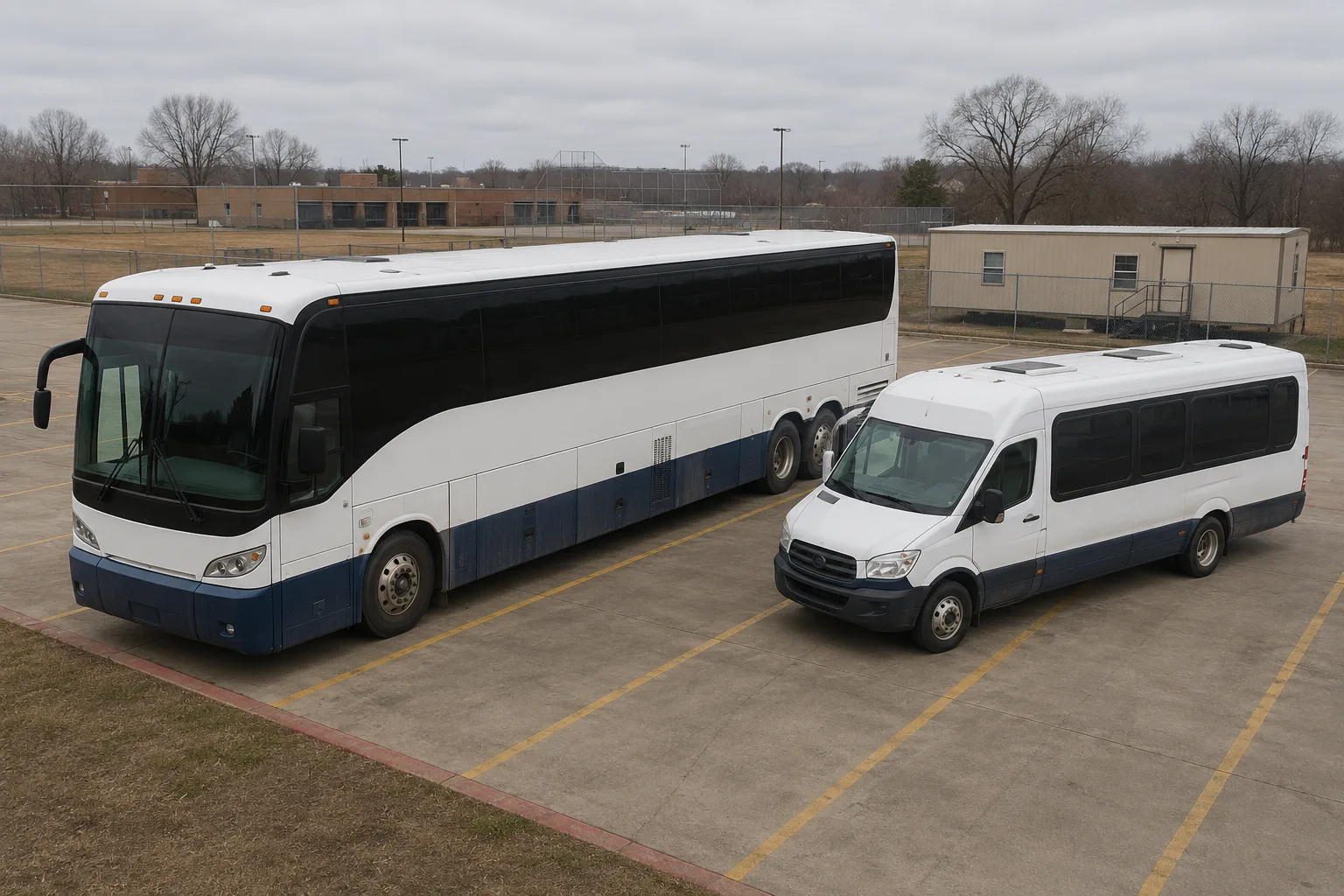 Motorcoach and minibus fleet comparison for school charter bus rental in Los Angeles